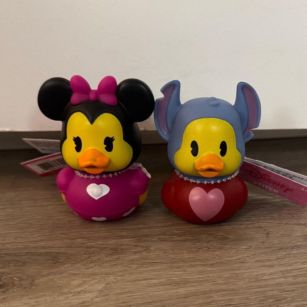 Disney Stitch & Minnie Mouse Rubber Duck Bath Toy Set NWT